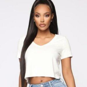 Fashion Nova Carrie V-Neck Top - White